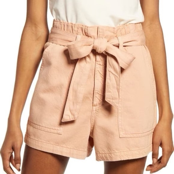 AG Adriano Goldschmied Kai Paperbag Elastic Waist High Rise Denim Shorts - Picture 4 of 10